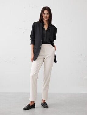 Banana Republic Hayden Tapered High Rise Pants Cream Beige Size 12